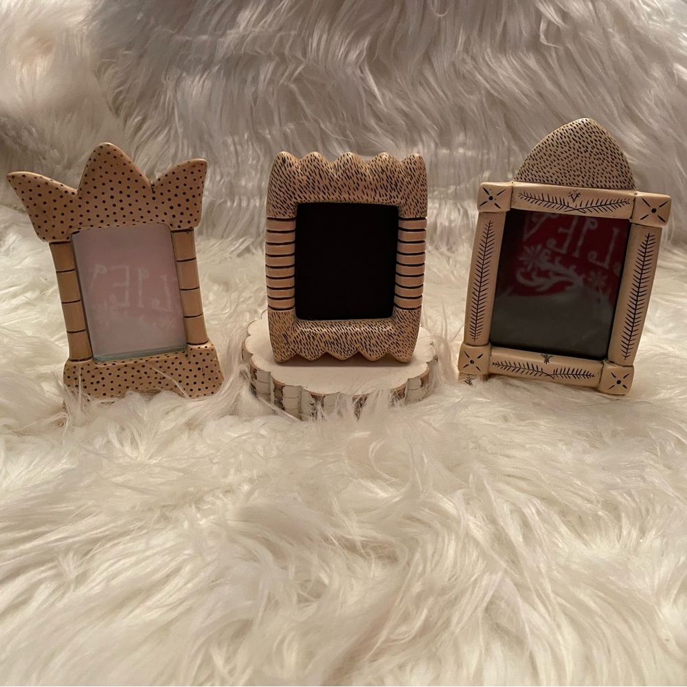 Troy Diepenbrock hand carved resin picture frames set of 3, signed 1993